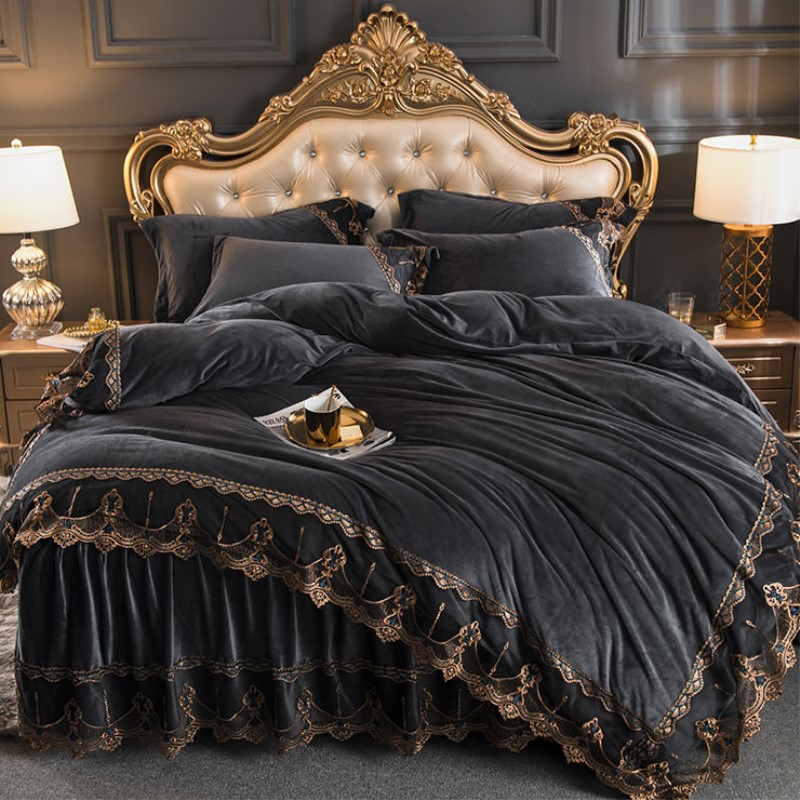 速发加厚夹暖四件套珊瑚.床裙法莱绒1绒8m床保棉法兰绒床罩