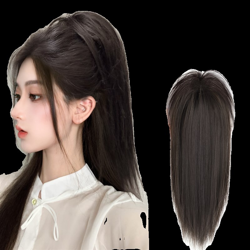 速发瀑布半扎马尾假发长发抓夹辣妹喷泉高马尾新中式增发量假发辫