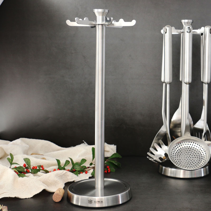 速发04不锈钢物架厨具旋铲置挂架锅转收纳架落地立式免打孔移动