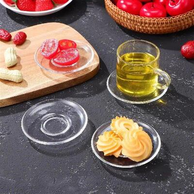 现货4pcs Round kPlates Clear Glass Plates Sna Dishes Clear