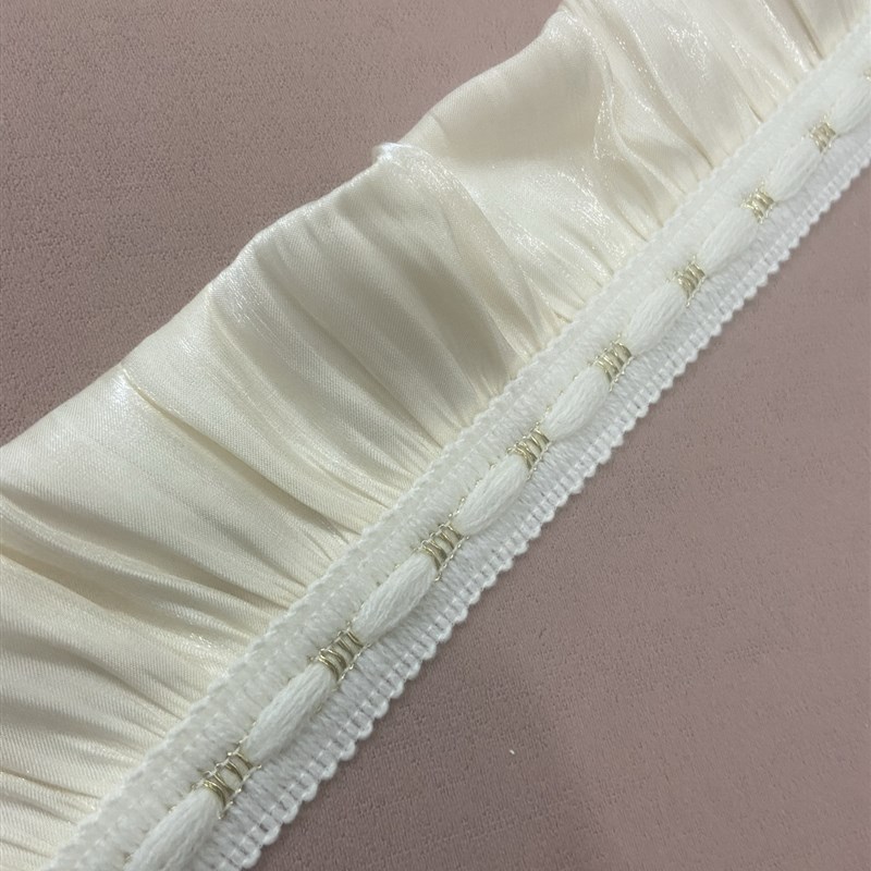速发褶皱花边服装辅料珍珠纱蕾丝花边袖口接裙边领口花边