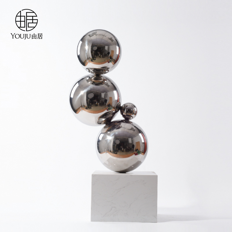 速发创意几何雕体球塑酒店样板间艺术品摆件走廊过道大堂软装饰品