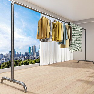 速发IP卧钢管晾衣架落地户外折叠家用台D室挂被服简易晒衣凉衣单