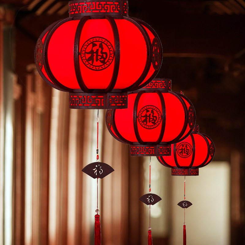 速发中秋仿古中式六角实木艺灯宫乔中国风长廊台灯笼圆迁户外小吊