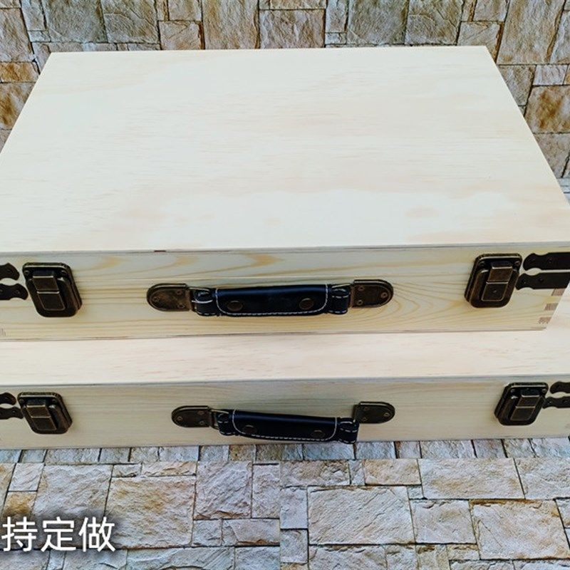 速发欧式复衣手提箱纳物木箱古服收纳盒木收储箱工具整理箱大号小