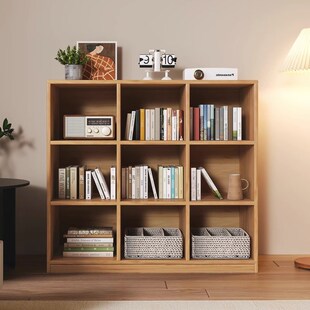 速发全实木格子柜樱桃木书自柜客组合落地矮书架由厅收纳架储物柜