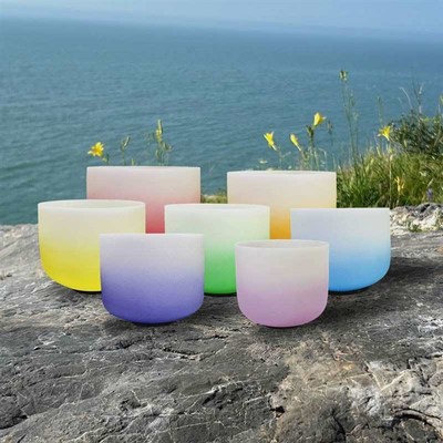 速发甄选水晶钵瑜伽钵音疗钵颂钵z套装彩色碗彩色水晶渐层音钵