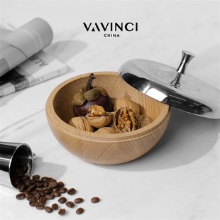 速发新圆简几红橡木品形收纳罐客厅茶约零食干果罐样板间软装 饰品