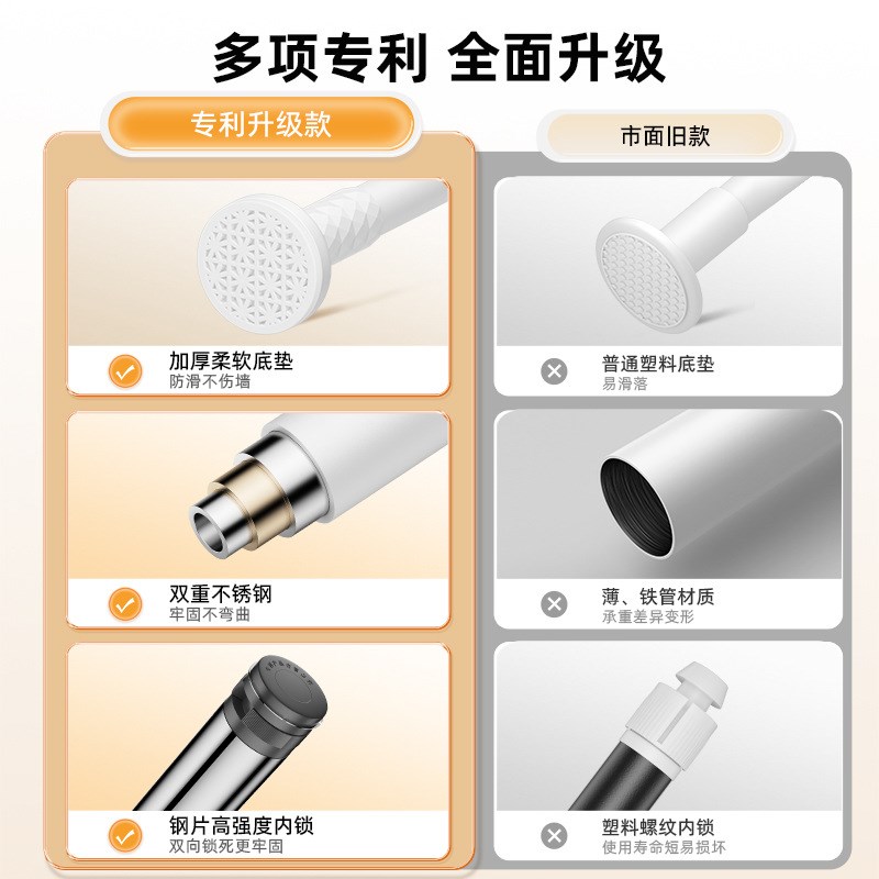 速发加粗杆厚杆窗帘杆单杆衣柜打杆免撑孔窗帘安装杆子伸缩加家用