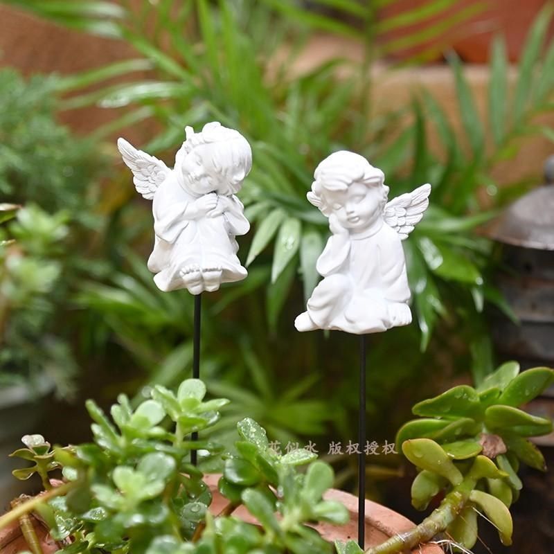 速发欧式天使面饰摆件花盆插件树脂工艺品桌可爱造型少装装饰小物