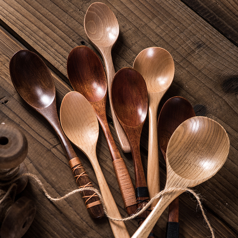 速发实木勺子汤匙木调羹长勺家用木头饭搅小木蜜蜂勺勺勺拌勺宝宝