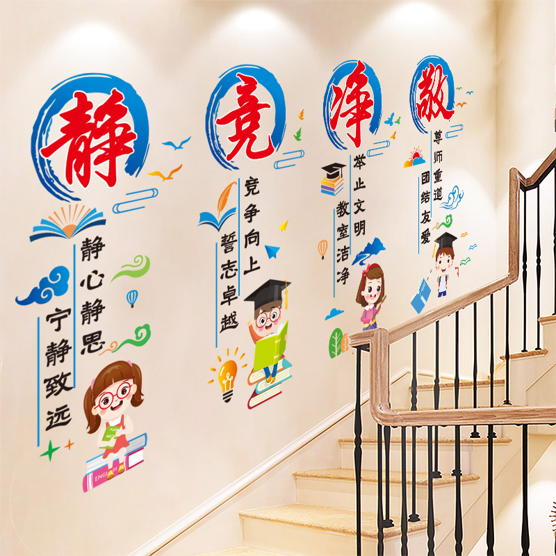 速发幼儿园楼梯墙面装饰背景墙环创文化墙贴画儿童贴纸立体墙饰图片
