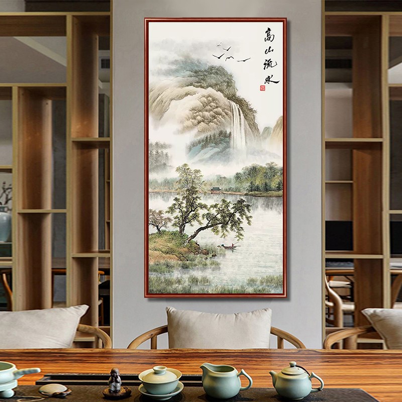 速发画山水高山流水生财满钻新款202风景砖石贴画走廊玄关中国风