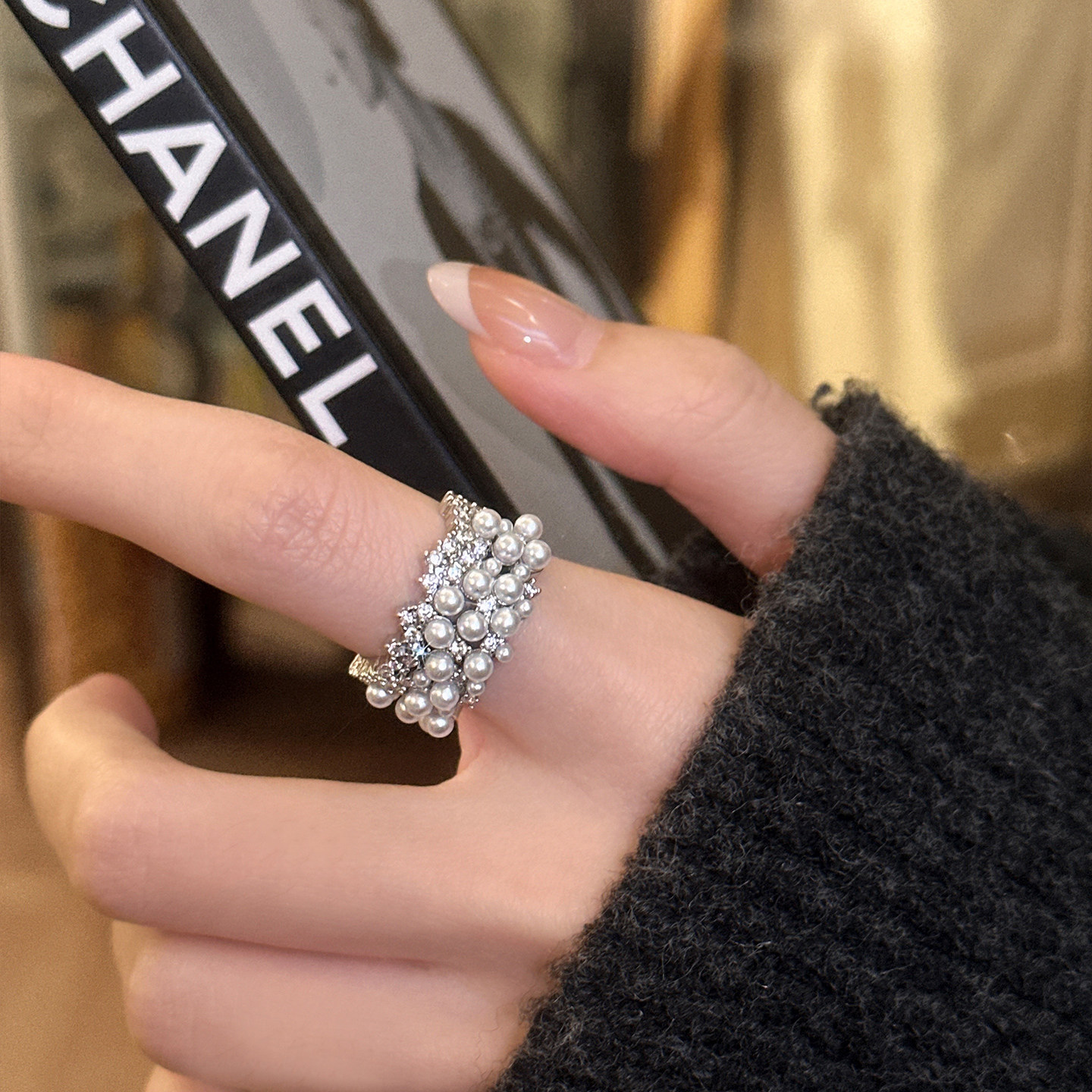 轻奢高级感珍珠戒指女小众设计感