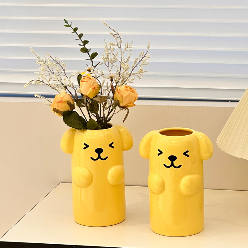 线条狗迷你小花瓶客厅插花干花摆件高级感小众玄关装饰电视柜摆设,家居饰品,花瓶,淘宝优惠券,粉丝福利购,淘宝优惠卷