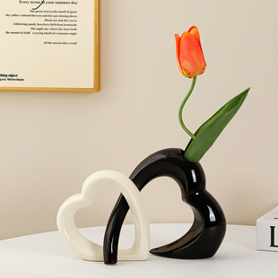 高级感奶油软装 饰摆件 电视柜办公餐桌陶瓷花瓶布置拍照摄影道具装