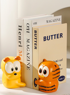 创意小众书挡陶瓷摆件电视柜酒柜客厅玄关书柜桌面书立家居装饰品