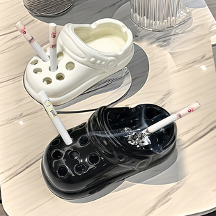搞怪家用客厅高端轻奢网红洞洞鞋 潮流烟灰缸 豆豆拖鞋 子创意个性