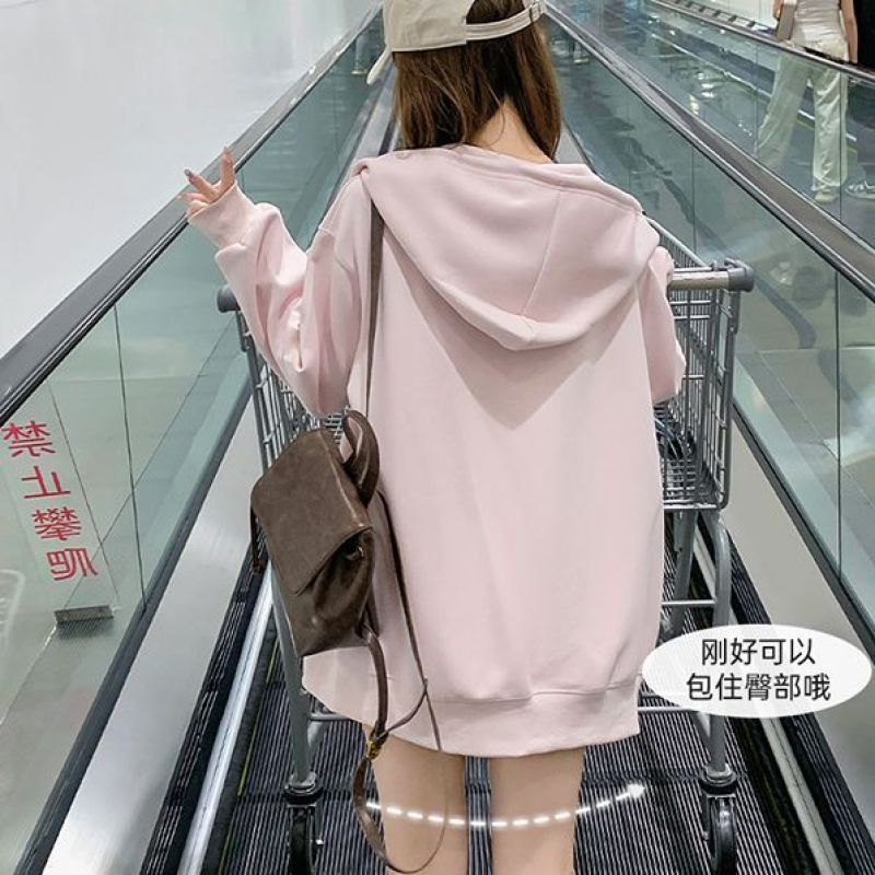 秋季外套粉色连帽卫衣女2026新款韩系早秋穿搭拉链开衫长袖薄上衣
