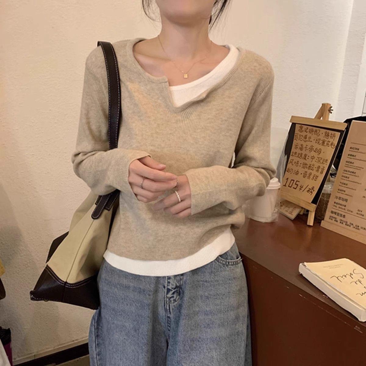 假两件针织衫毛衣百搭秋