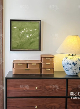 绿色风景画法式中古风客厅摆台墙壁上装饰画简约小众艺术挂画壁画