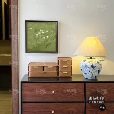 绿色风景画法式中古风客厅摆台墙壁上装饰画简约小众艺术挂画壁画