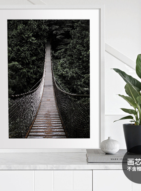 北欧风森林挂画芯打印现代简约卧室玄关风景海报照片装饰画心定制