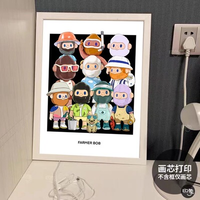 farmerbob卡通油画抽象玩偶解压小清新治愈Bob定制手绘装饰挂画