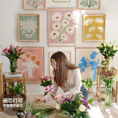 卧室北欧是小众花卉挂画卧室
