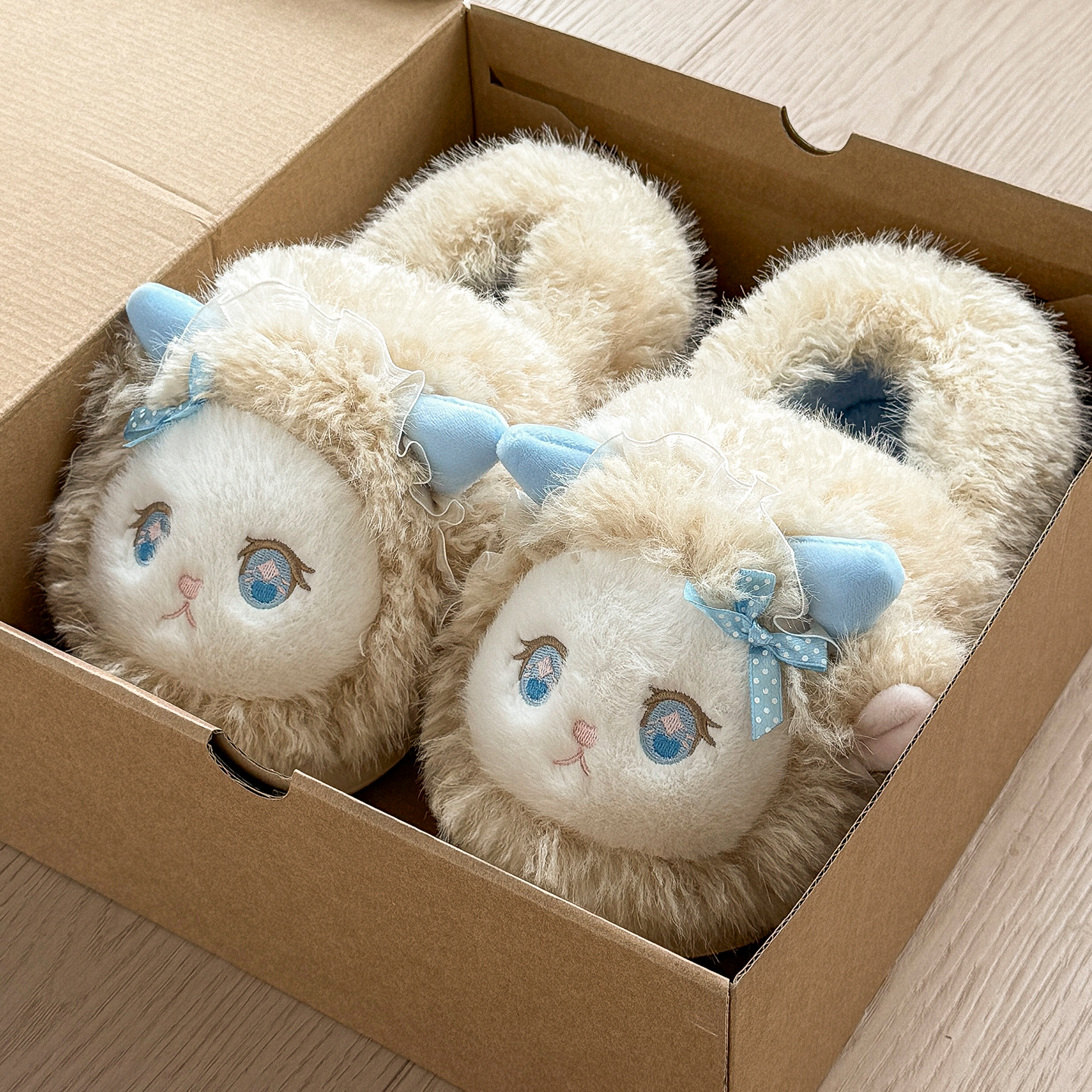 超萌~可爱小羊棉拖鞋女毛绒保暖