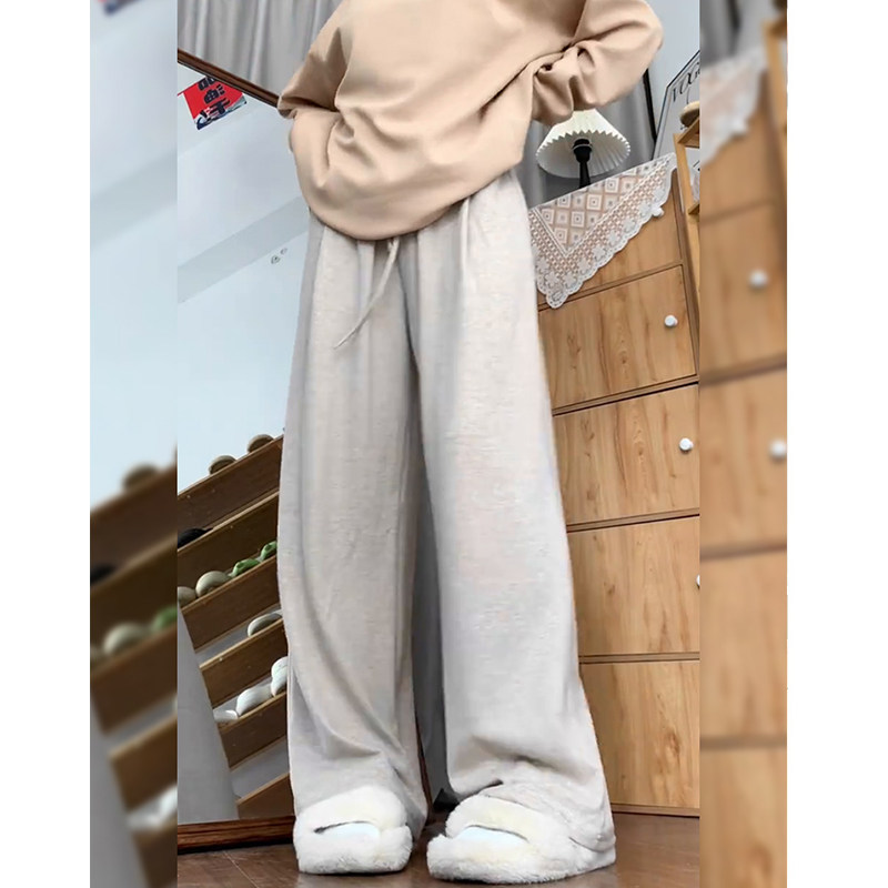 大码灰色糯米裤女秋冬新款