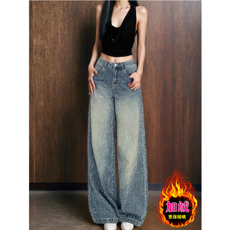 美式复古设计感烫钻石牛仔裤女大码新款满天星重工辣妹爆闪长裤子,女装/女士精品,大码裤装,淘宝优惠券,粉丝福利购,淘宝优惠卷