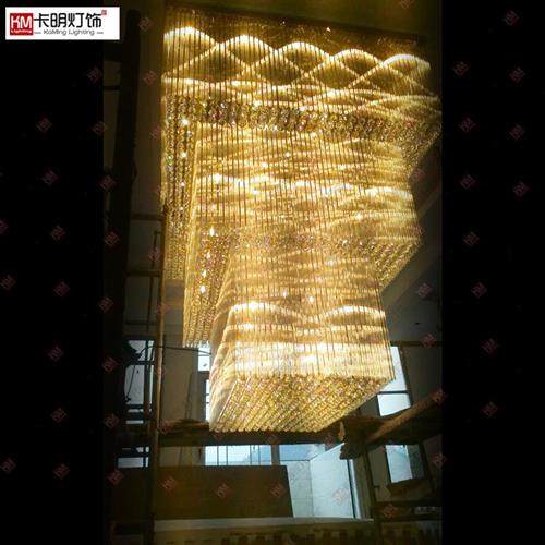 现代豪华别墅大吊灯复式楼客厅楼梯灯长水晶吊灯酒店工程大厅灯