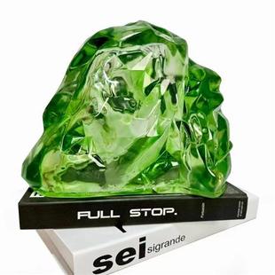 简约创意石头落地装 饰透明雕塑摆件酒店大堂售楼处别墅大厅工艺品