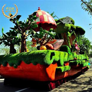柴油发动机巡游花车定制节日装 扮无线遥控人工双切换 饰彩车活动装