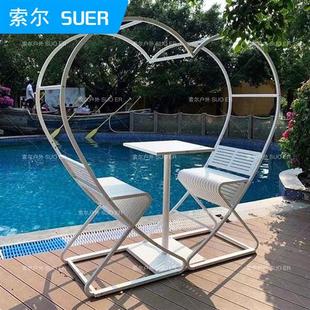 巴厘岛网红鸟巢秋千爱心形卡座网红布置婚纱拍照打卡道具户外秋千