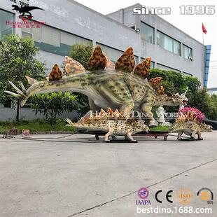 仿真恐龙剑龙一家机械模型可动可发声景区游乐园引流打卡产品