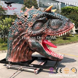 大型订做智能仿真恐龙模型展览展出照相牛龙头硅胶动态恐龙头模型