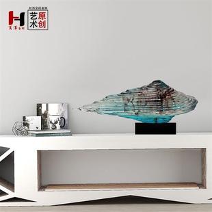 精品家居摆饰装 饰品酒店样板房摆件抽象透明树脂仿琉璃雕塑