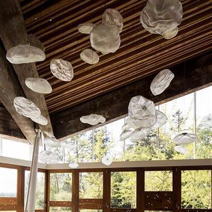 楼梯水晶吊灯北欧旋转现代轻奢创意个性 楼长吊客厅大灯 玻璃灯复式