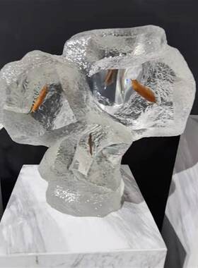 透明树脂接合玻璃钢工艺品雕塑摆件酒店新中式家具装饰品立体