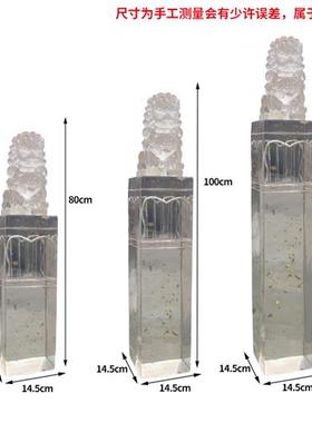 新中式透明树脂狮子摆件金箔拴马桩立柱酒店别墅家居貔貅雕塑落地