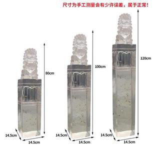 新中式 透明树脂狮子摆件金箔拴马桩立柱酒店别墅家居貔貅雕塑落地