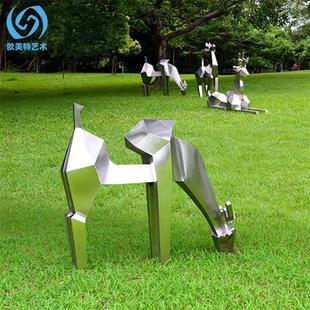 厂家现货不锈钢鹿雕塑广场主题公园园林景观动物摆件