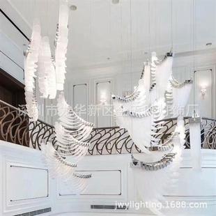 北欧现代简约羽毛组合吊灯酒店售楼部火锅店大厅亚克力设计师吊灯