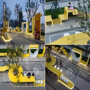 户外景观凉亭休息座椅景区公园大型不锈钢廊架玻璃钢雕塑定制厂家