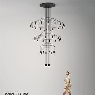 后现代创意极简大型客厅吊灯北欧个性 餐厅酒店别墅楼梯线条灯