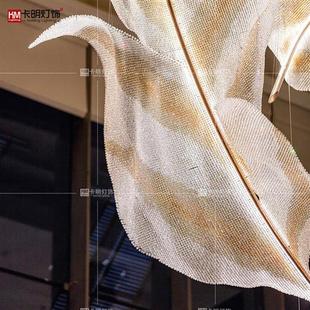 现货酒店大堂菠萝珠叶子造型水晶吊灯售楼部复式 楼大厅水晶灯