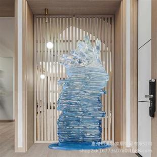 现代创意透明雕塑酒店大堂别墅样板间展厅玄关摆件抽象树脂工艺品