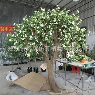 厂家定制高仿真鸡蛋花树室内外大型景观假树商场装 饰假鸡蛋花树